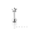 INTERNALLY THREADED 3D STAR TOP 316L SURGICAL STEEL LABRET